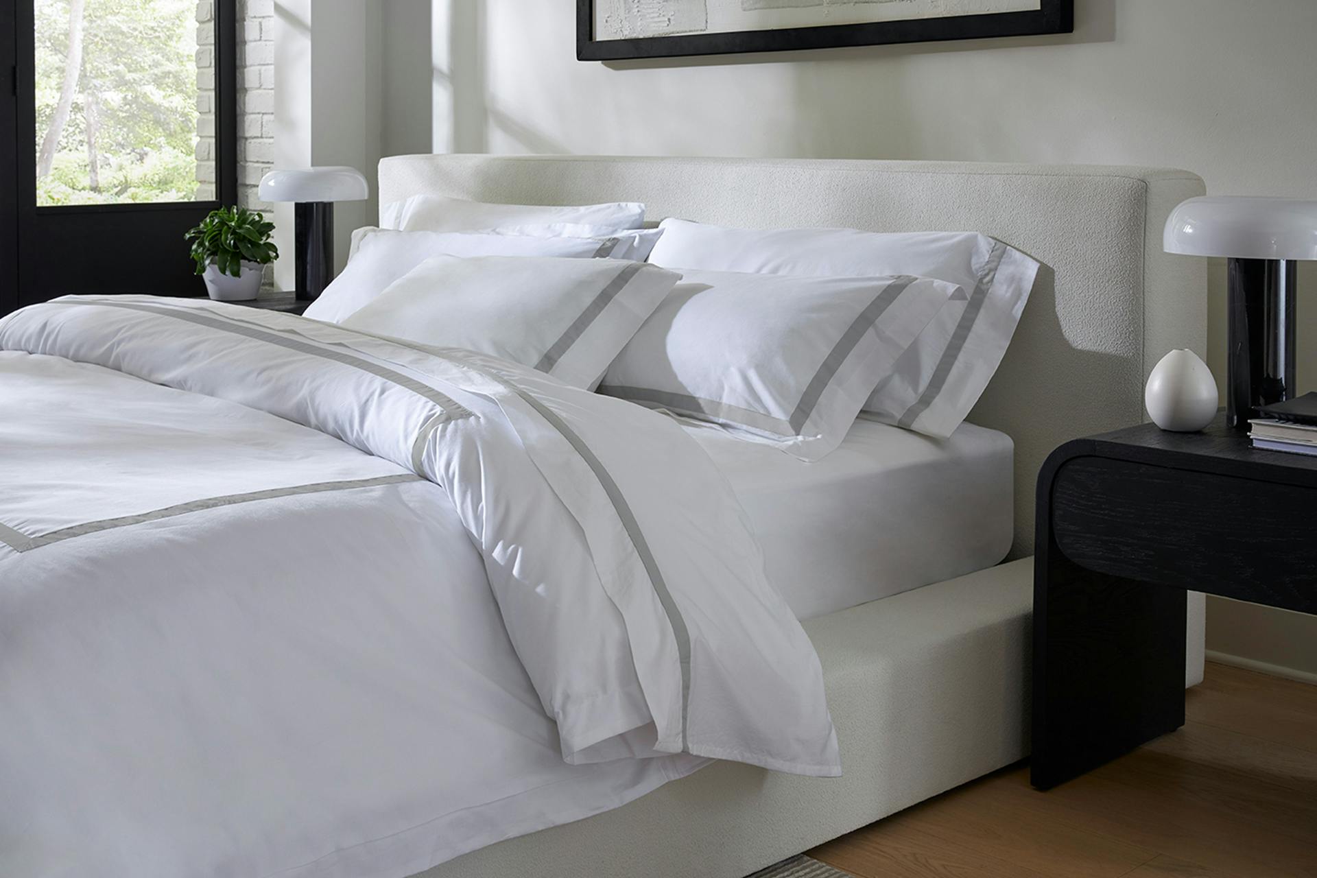 Banded Percale Duvet Cover Set 3 Banded Percale Duvet Cover Set
